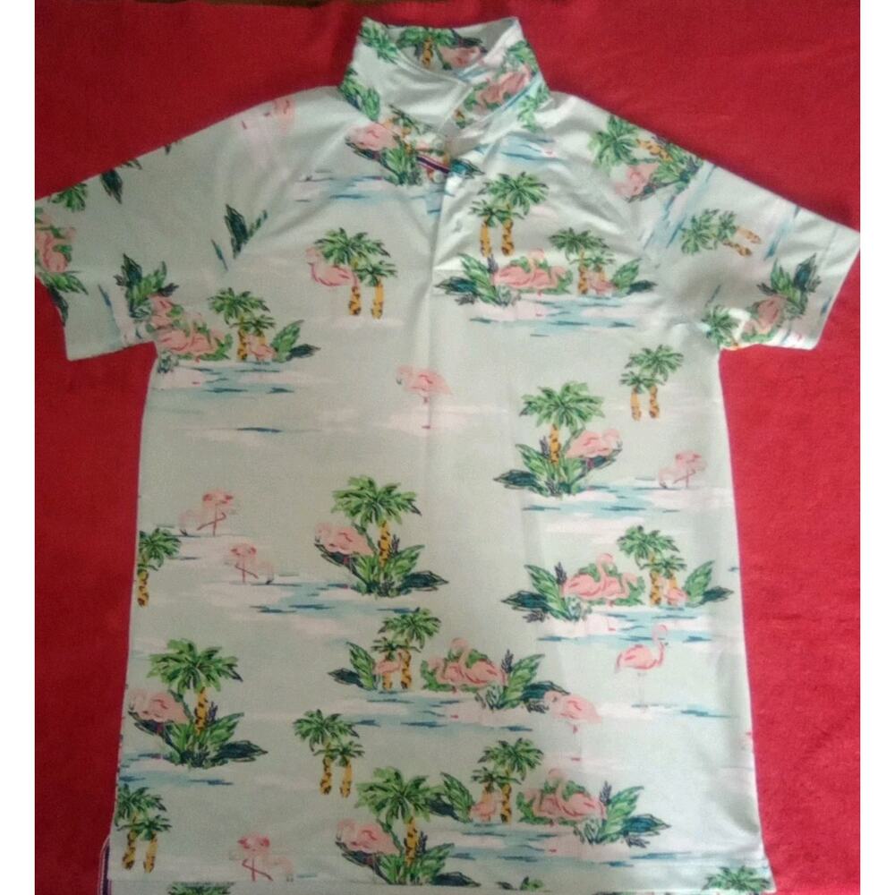 Activewear Polo Shirt Hawaiian Collared Breathable Light Men M Coastal Tropical